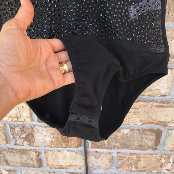 Venus Black Studded / Mesh V-Neck Gorgeous Sleeveless Bodysuit XS - Picture 5 of 15